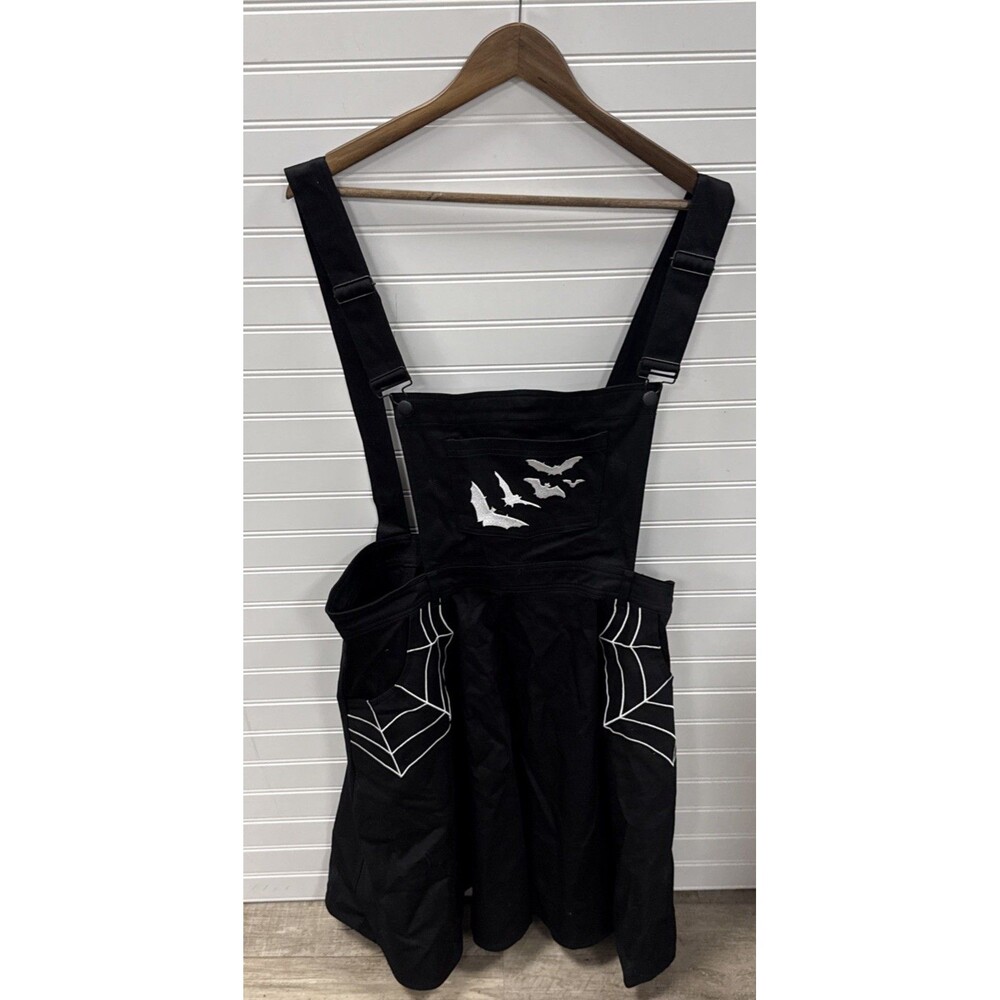 Hell Bunny Miss Muffet Pinafore Dress 2XL Black Bats Spiderweb Goth NWT